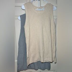 Eight Eight Eight Women’s Sweater Vest Grey And Cream Color Set Of 2 Size L